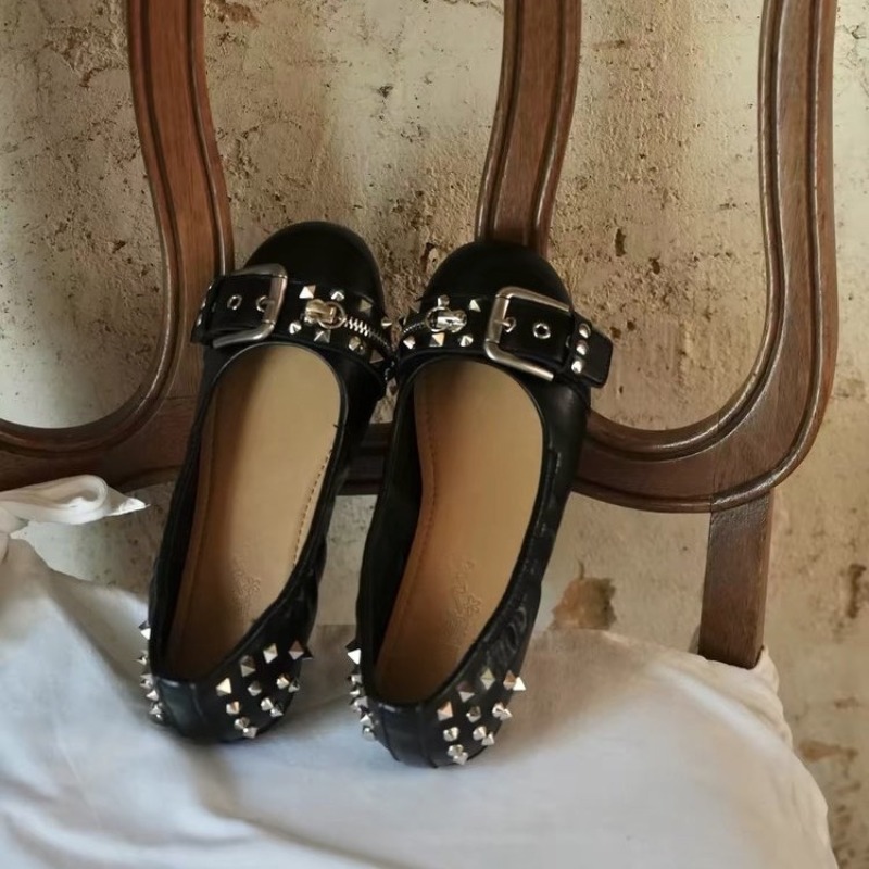 Boots - Bolt Round-head Single Shoe Women's Leather