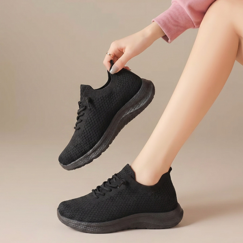 Summer Ladies Breathable Mesh  - Knit Fabric Lace Up Sneakers review and price