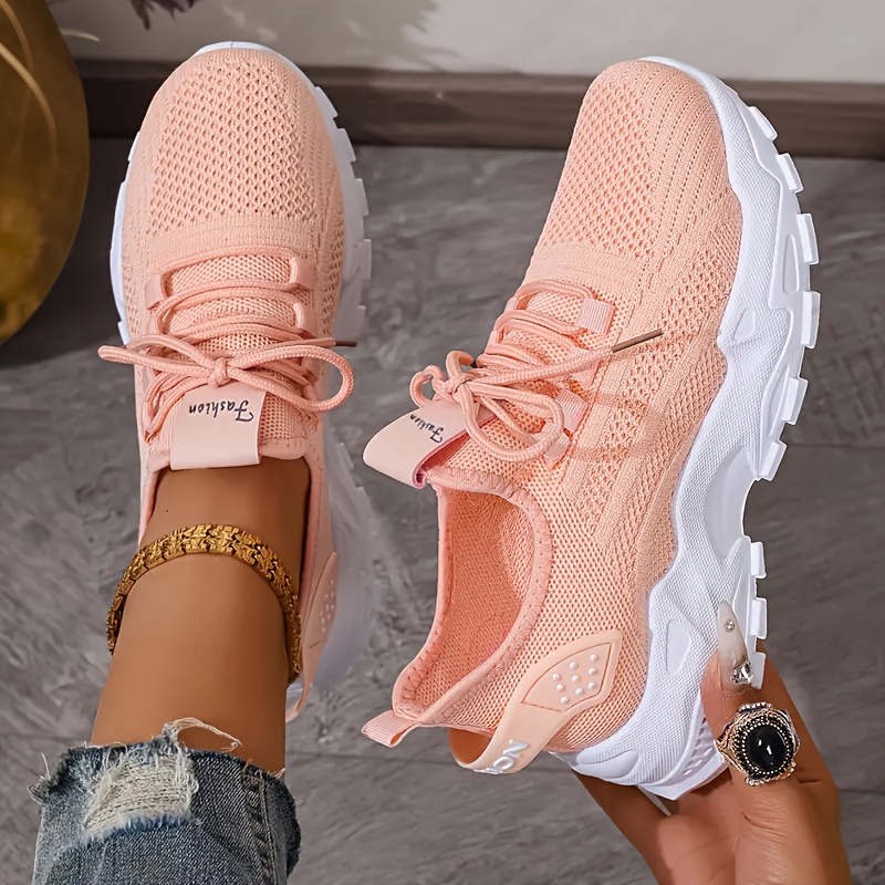 Breathable Knit Sneakers Fashi - Knit Fabric Lace Up Sneakers review and price